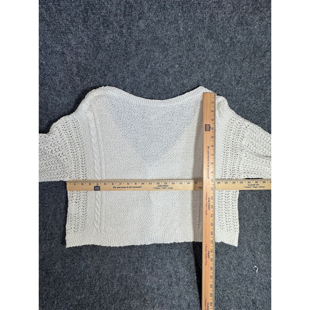Lucky Brand Womens Cream Cable Knit Cropped Cardigan Sweater Size M White - Picture 6 of 6